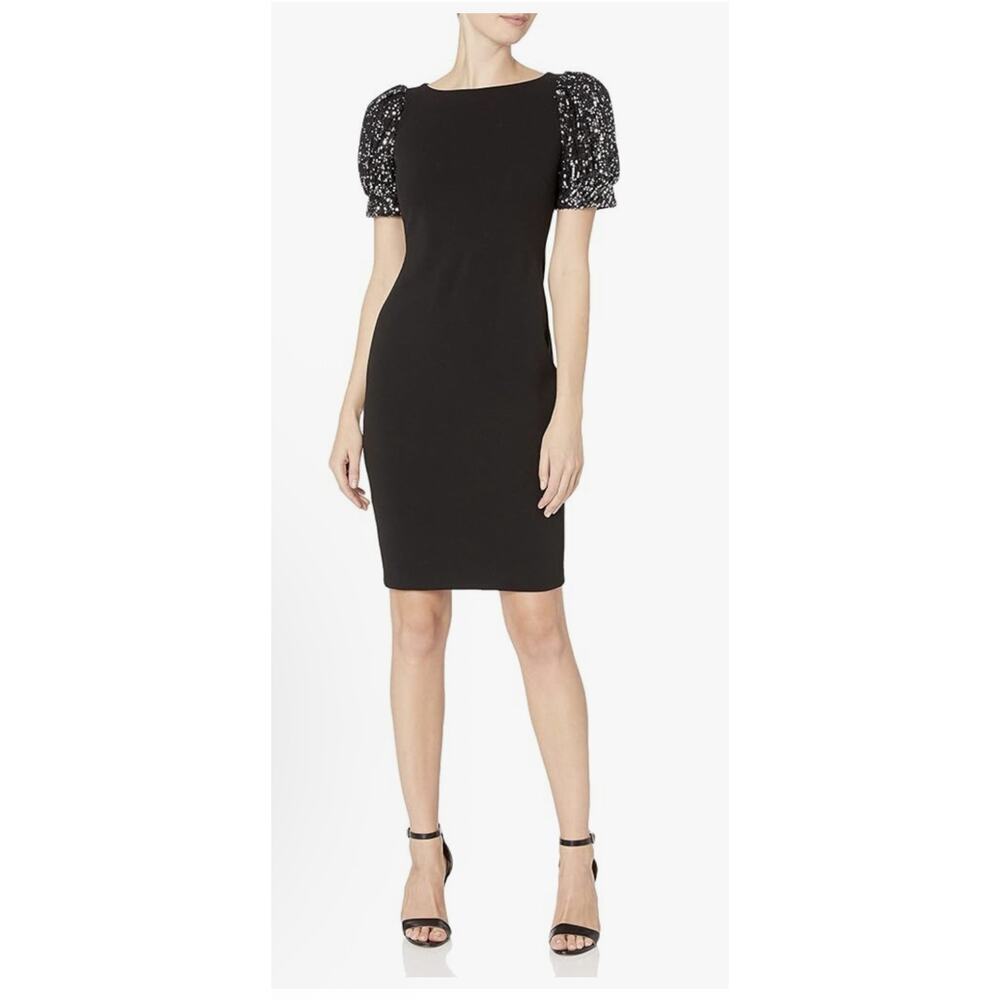 New Year Christmas Party Dress Black Sequin Wedding Cruise Calvin Klein Large